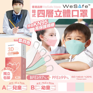 WeSafe 開學兒童韓式四層立體口罩/ 28入