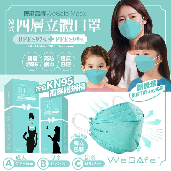Wesafe Tiffany Blue 韩式4层口罩 25个/盒